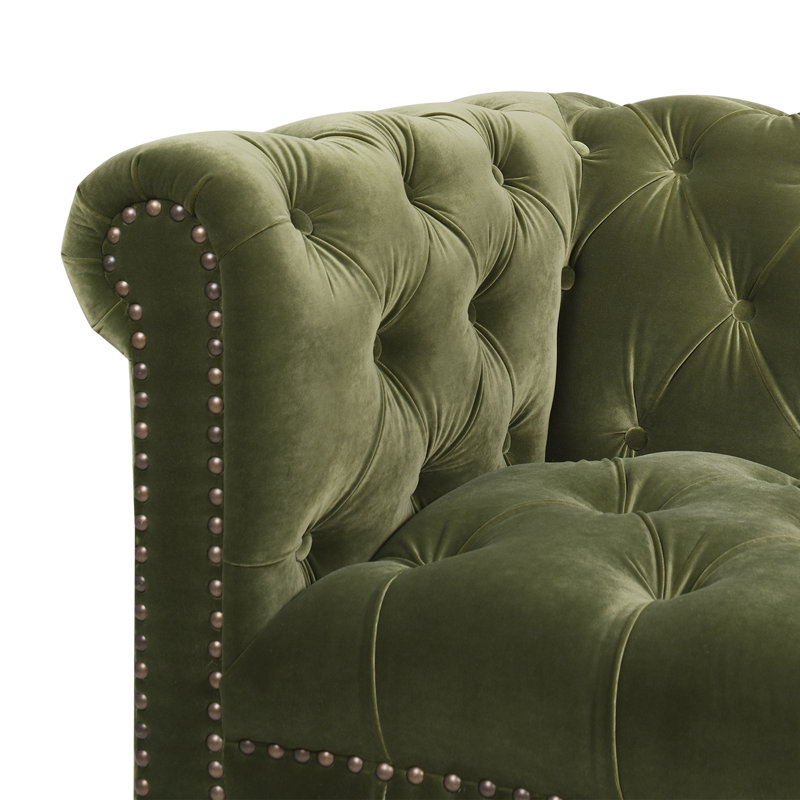 Newell Upholstered 88'' Sofa, Olive Green Velvet
