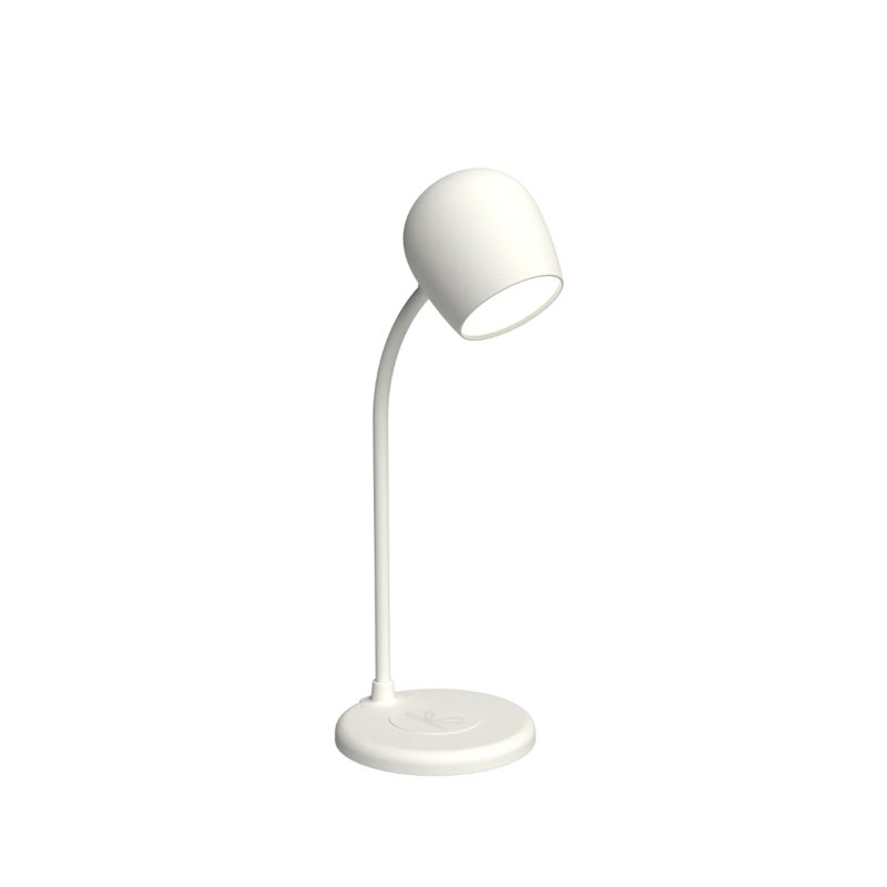 Ellie Lamp with Wireless Charger & Bluetooth Speaker - Ivory Sand, White