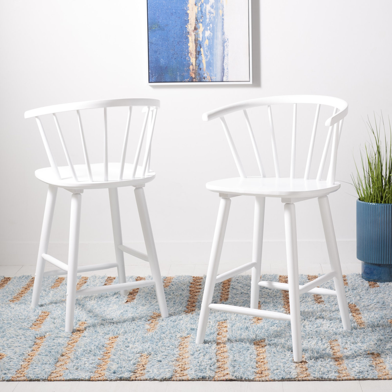 Sheffield Bar and Counter Stool, Short Stool (23" Seat Height), White