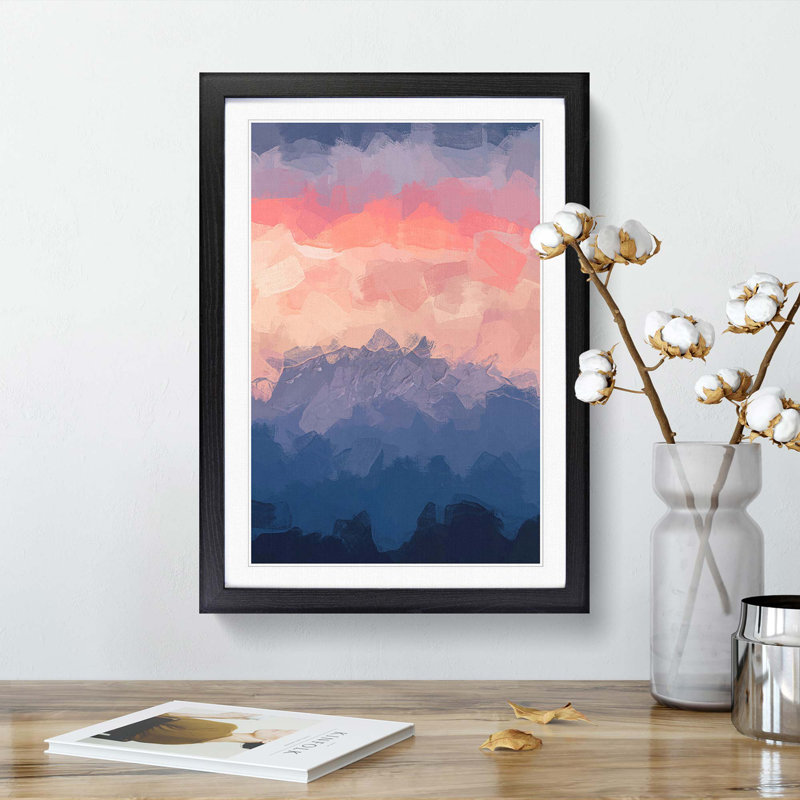Swiss Mountain in Abstract - Framed Print, 87cm H x 62cm W x 2cm D, Black Framed