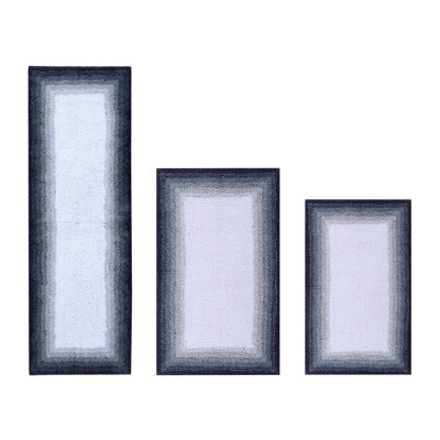 Ensemble de tapis pour salle de bain 100% coton 1615 g / m² Benine 3 pièces, certifié OEKO-TEX®, envers en latex antidérapant, tapis de bain ombrés touffetés moelleux, super absorbant, lavable à la machine, gris