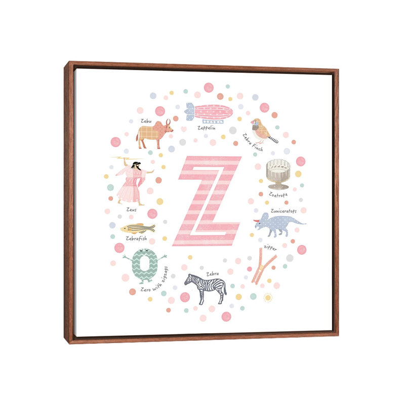 Lettre Z - impression d'art graphique, H 26 po x l 26 po x P 1,5 po, Toile avec cadre brun, Pas de tapis