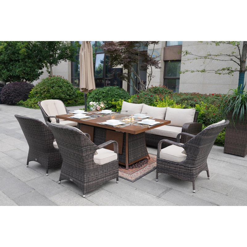 Aliaksey 8 - Person Patio Conversation Set with Cushions, Brown