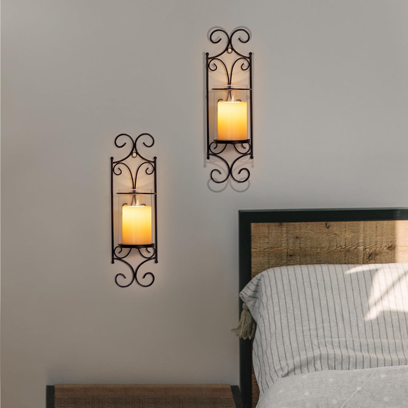 Appliques murales de bougie - ensemble de 2 bougeoirs noirs pour pilier