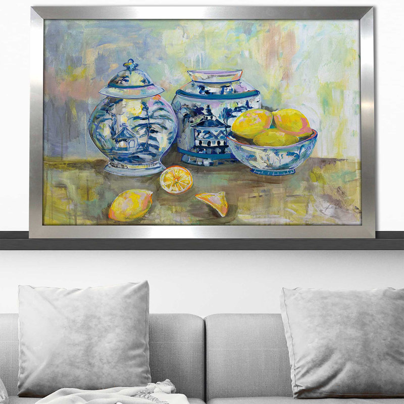 Lemon Life - reproduction d'art, Encadrement argenté, H 33,5 po x l 49,5 po x P 1 po