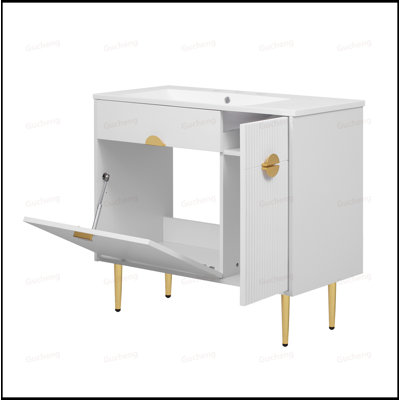 36"Bathroom Cabinet Vanity With Drop-Down Door