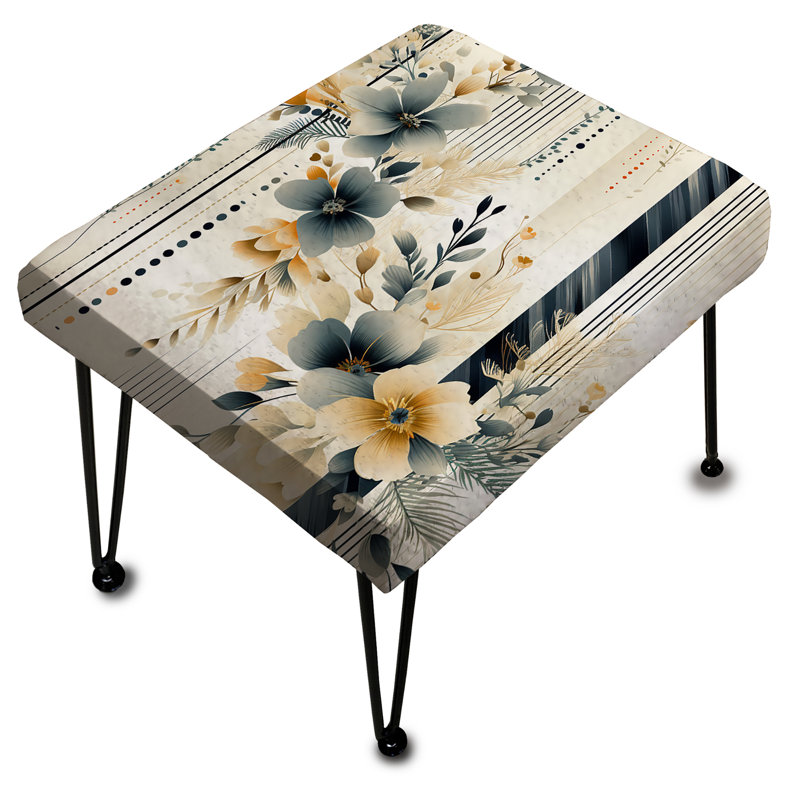 Gris neutre Neutre Accents de fleurs I - Repose-pieds rectangulaire botanique