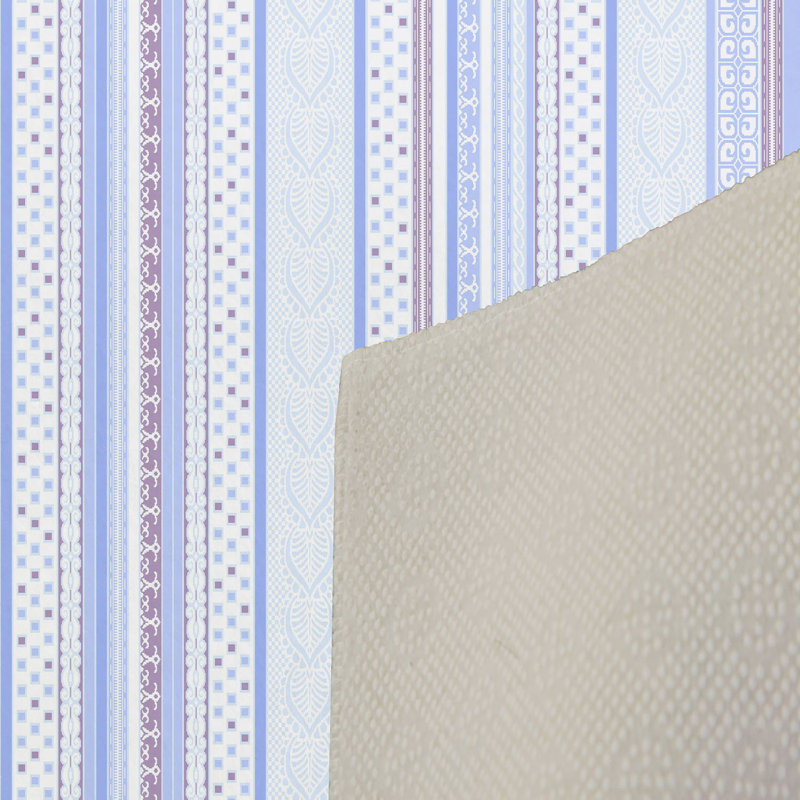 Tapis tissé à la machine en polyester tissé à la machine en bleu / mauve Metzger, Rectangle 3 pi 3 po x 6 pi 7 po