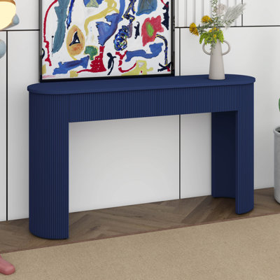 Console moderne avec design cannelé, plateau ovale et 2 tiroirs