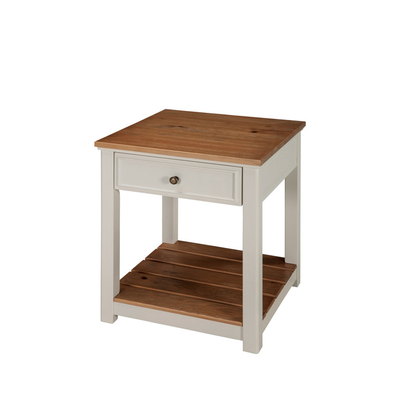 Table de bout carrée 21 po avec 1 tiroir et 1 tablette ouverte Athulya