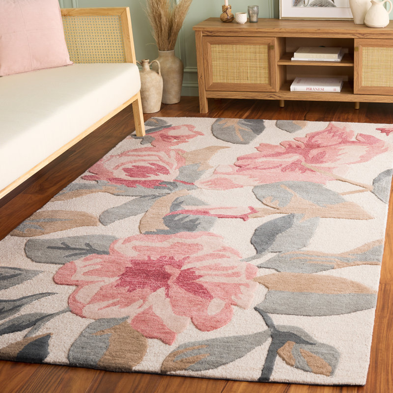 Jardin Hand Tufted Wool; Cotton Floral Indoor Rug, Rectangle 4' x 6'