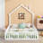 Wood Full Size House Platform Bed With Guardrail, White
