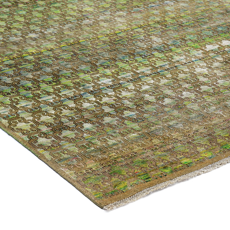 Green Alchemy Contemporary Silk Wool Blend Rug - 11'9" x 16'2"