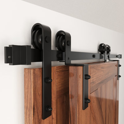 Matte Black Steel Double Door Barn Door Hardware Kit Standard Single