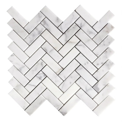 Carreau de mosaïque de marbre et de plancher Calacatta Herringbone 12 po x 13 po (1,08 pi2 / pièce)