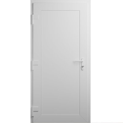 Porte avant en verre givré pré-suspendu extérieur en métal | Soie blanche Manux 8111 | Bureau Portes de garage commerciales et résidentielles, patio, l 36 po x H 80 po, à droite