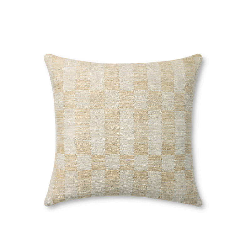 Amber Lewis x Loloi Adams Throw Pillow, Down, Sand/Ivory