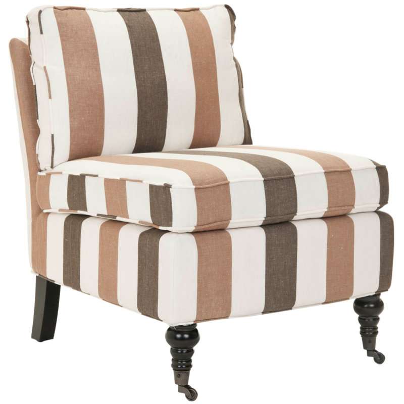 Upholstered Slipper Chair, Multi Stripe Polyester Blend