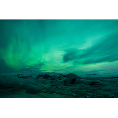 Aurores boréales au-dessus de l'Islande - Photographie sur toile tendue