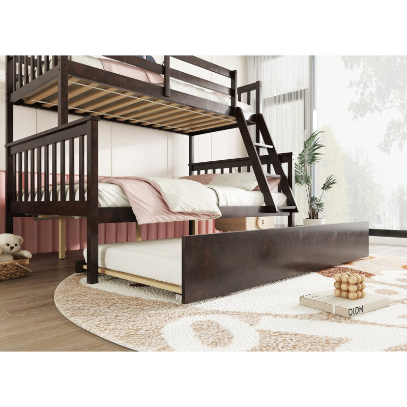 Sotion Kids Bunk Bed with Trundle, Twin Over Full, Espresso