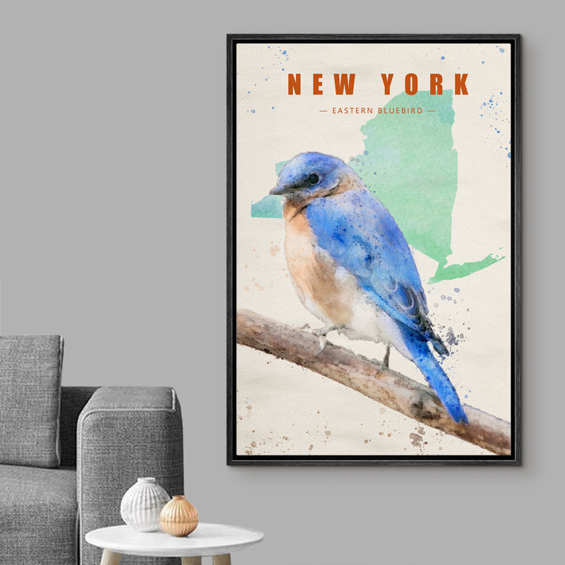 Oiseau bleu de New York IDÉE4WALL, Noir, H 24 po x l 16 po x P 1,5 po