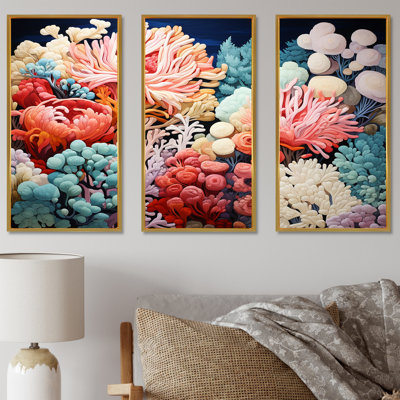 Paysage coloré de corail et anémones - ensemble d'art mural corail sous l'eau