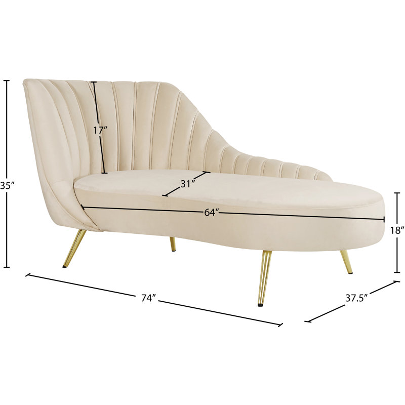 Chaise longue en velours Margo, Velours crème