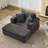 Corduroy Upholstered Sofa Lounge Chair with Removable Ottoman and Pillows-30853404-30323367