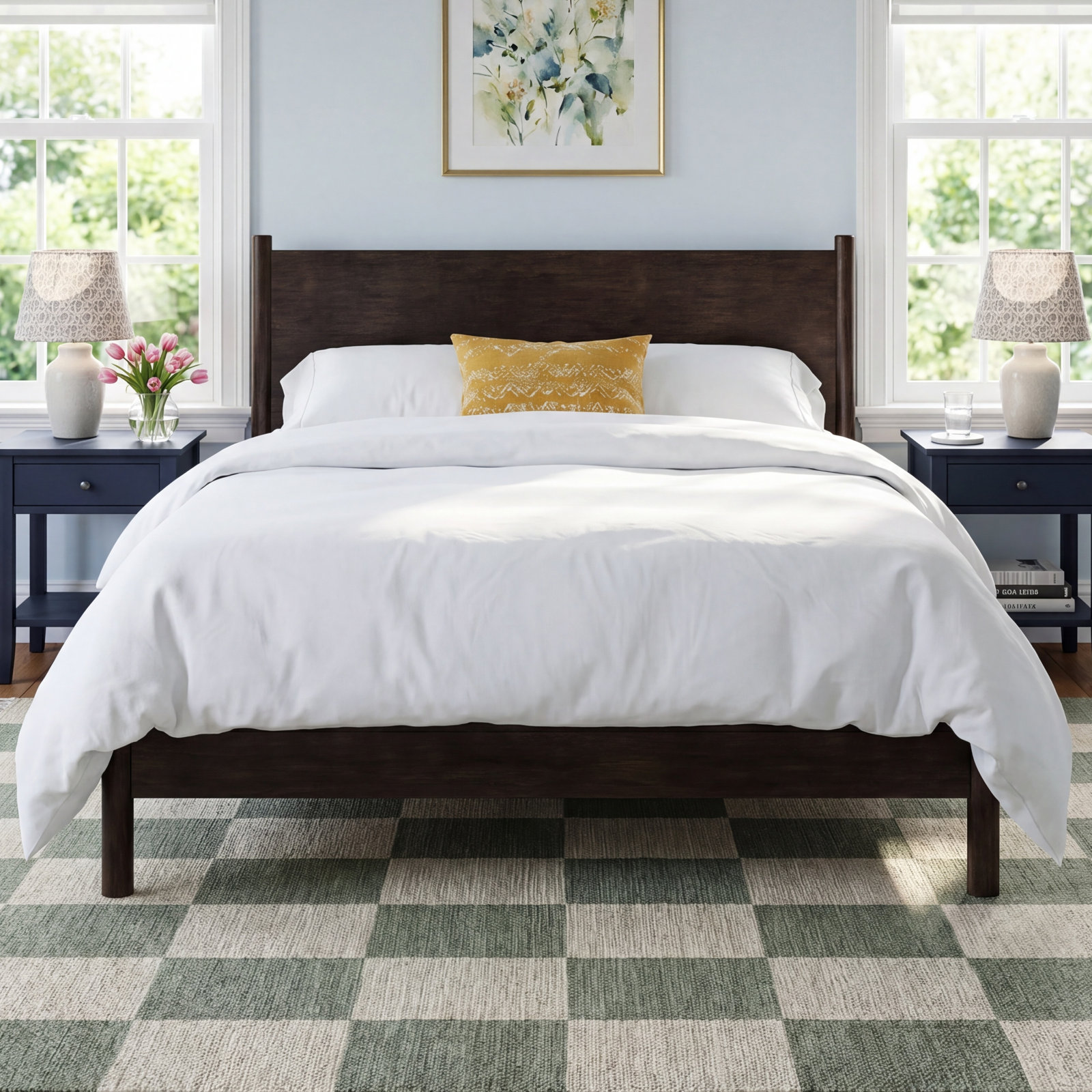 Hall Panel Bed, Light Brown, Queen