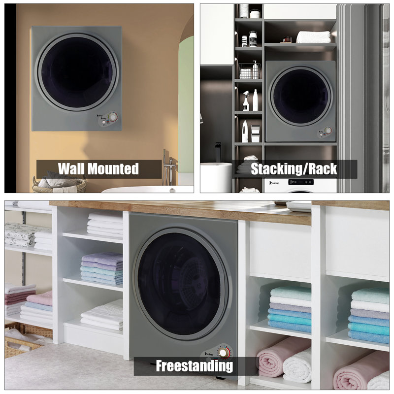 Winado 1.6 Cubic Feet Vented Electric Dryer, Dark Gray