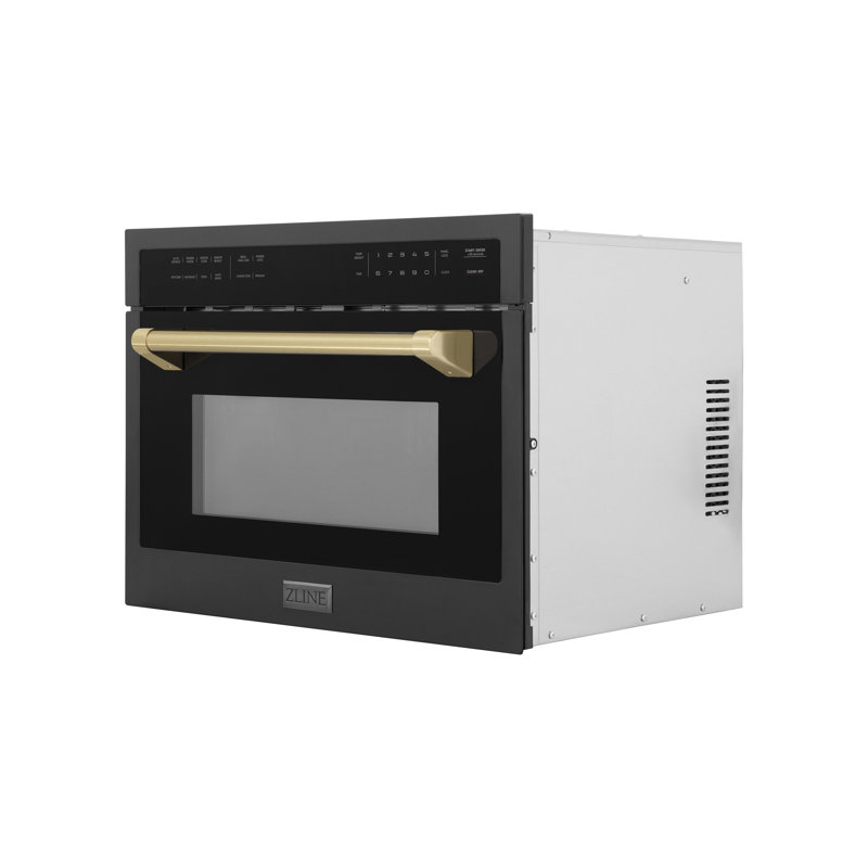 ZLINE Autograph Edition 24 in. 1.6 cu ft. Built-in Convection Microwave Oven in Black Stainless Steel, Champagne Bronze