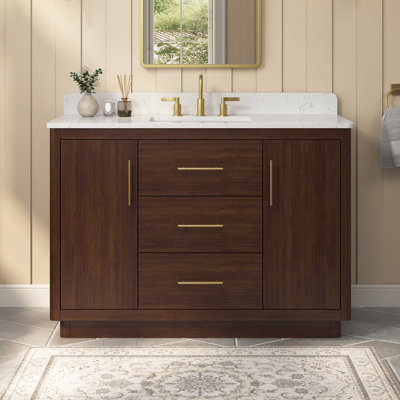 Adria Freestanding Single Bathroom Vanity with Engineered Stone Top