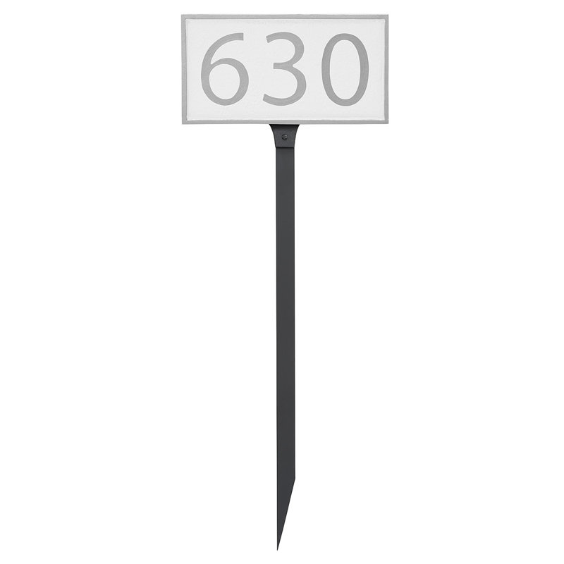 Enseigne d’adresse pour pelouse sur 1 ligne, Argent, Oui, Blanc