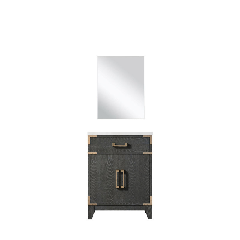 Miroir de salle de bain simple en acrylique l 24 po x P 18 po Laurel, Chêne noir
