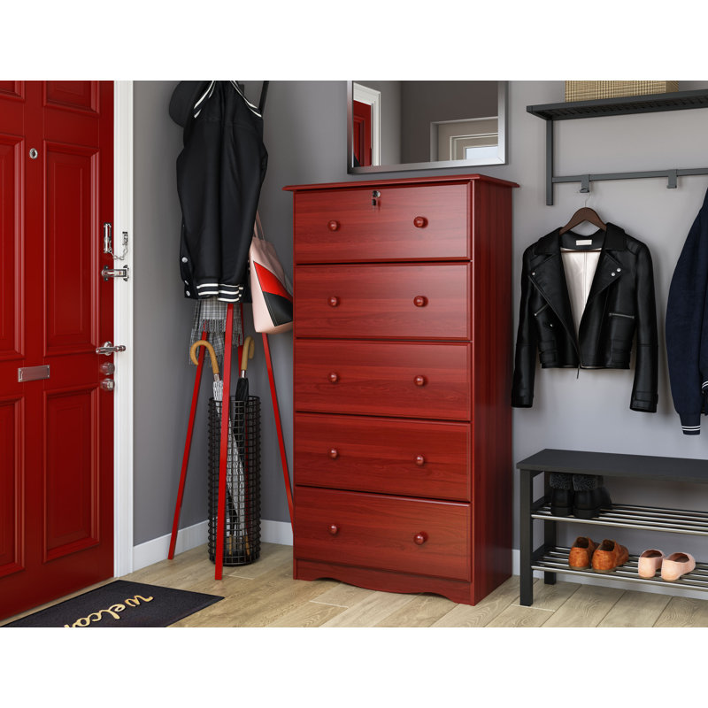 Commode 5 tiroirs avec serrure Gallashaw, Acajou