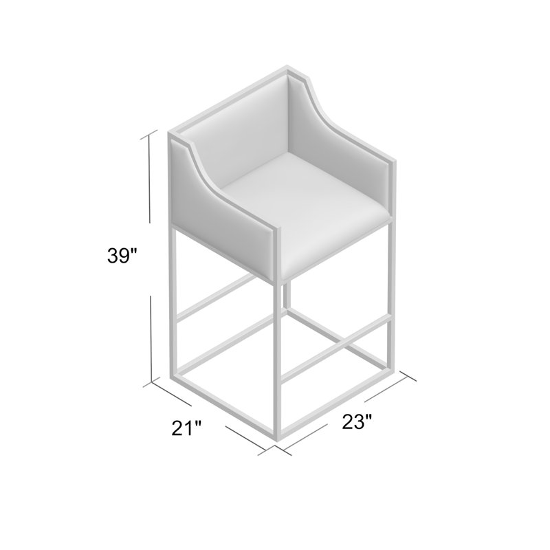 Hatfield Modern Velvet Upholstered Counter Chair with Chrome Frame – Available in Gold or Silver, Silver