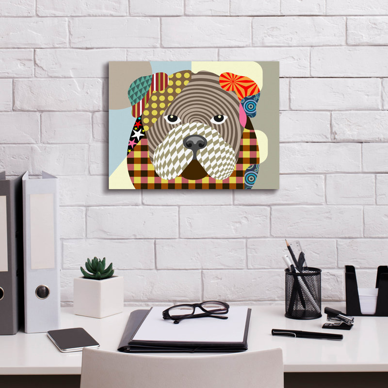 «English Bulldog» par Lanre Adefioyue, H 12 po x l 16 po x P 0,75 po
