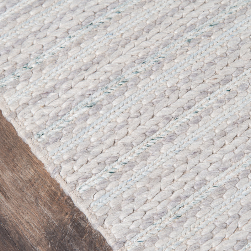 Tapis gris clair / crème / bleu clair tissé à la main Kells, Rectangle 8 pi 9 po x 11 pi 9 po