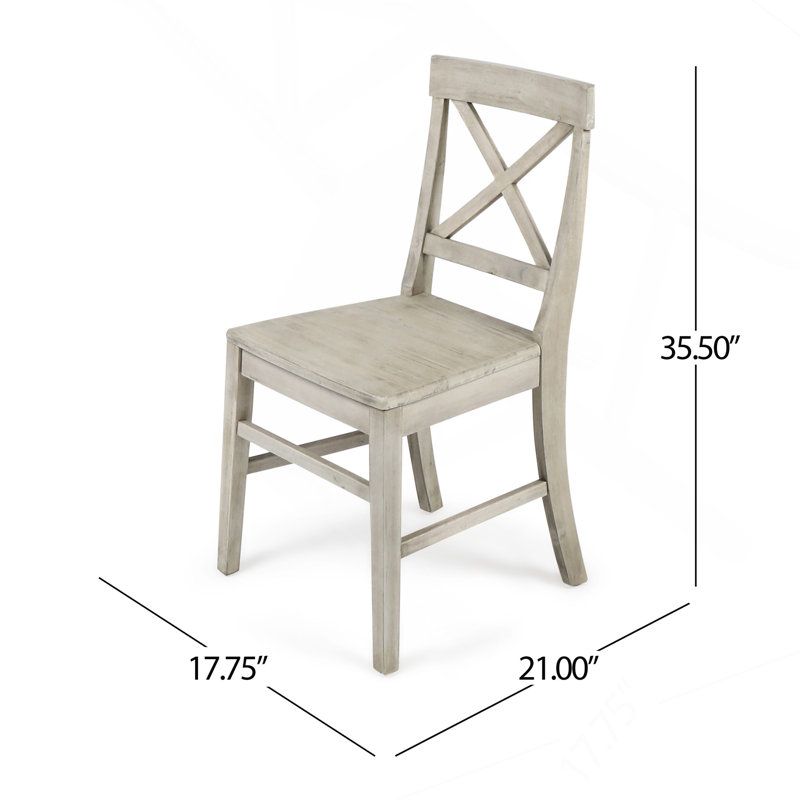 Chaises de salle à manger en bois d'acacia, gris clair délavé (ensemble de 2)