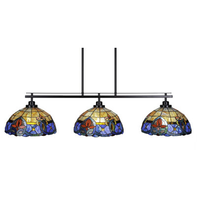 Reta 3 Light Island Light Shown In Matte Black Finish With 12" Sierra Art Glass