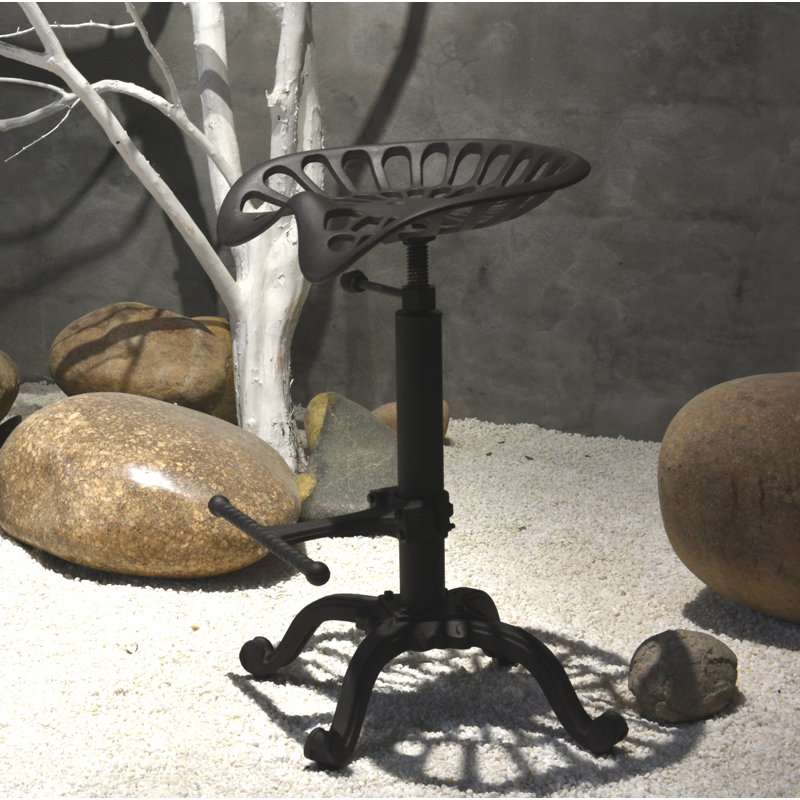 Dicle Swivel Iron Adjustable Height Counter Stool with Iron Frame, Rust