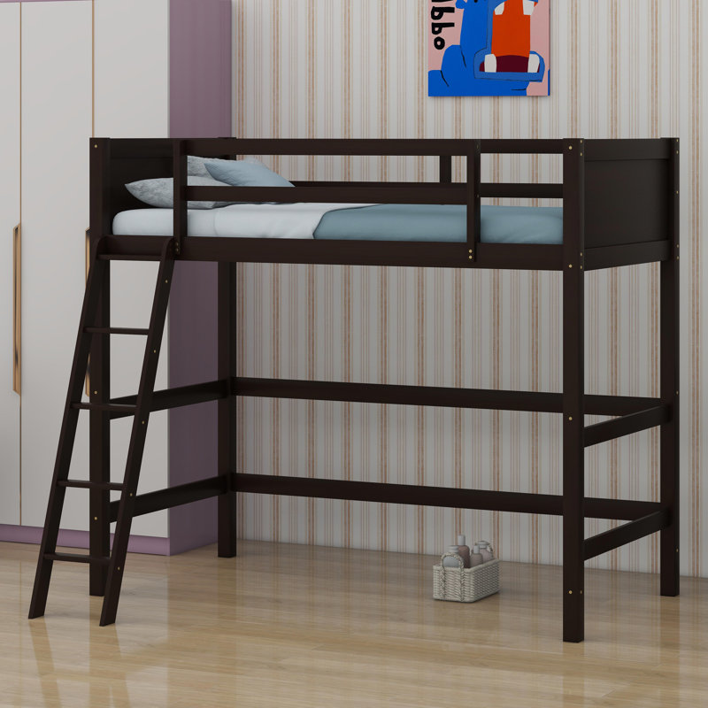 Lit mezzanine en bois avec échelle, Espresso
