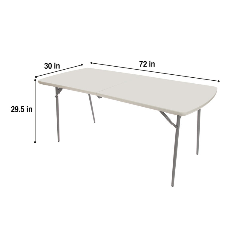Gray 6 ft Fold-In-Half Banquet Table with Steel Frame