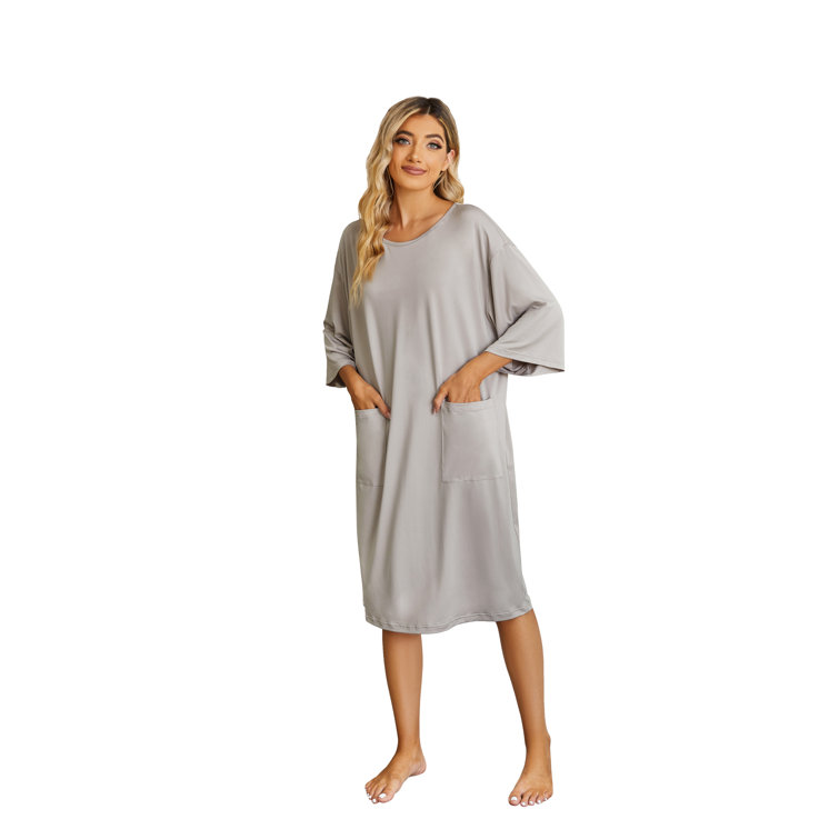 Hokku Designs Guebara Cotton Blend Jersey Mid-Calf Bathrobe with