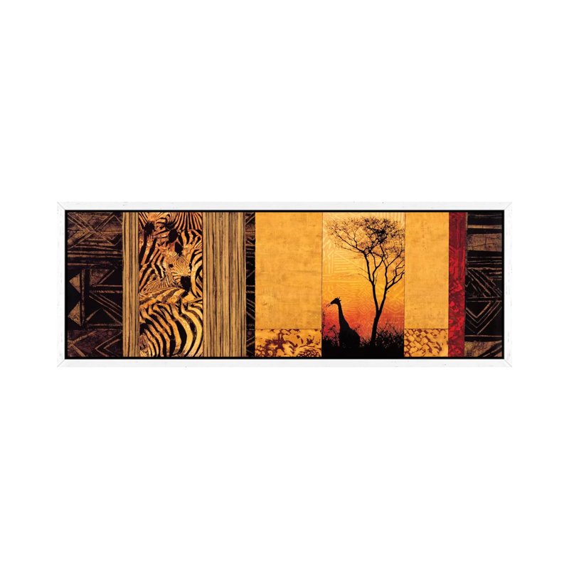 African Plains 1 Piece Floater Frame Panoramic Wall Art on Canvas, 121.92 cm H x 40.64 cm W, White