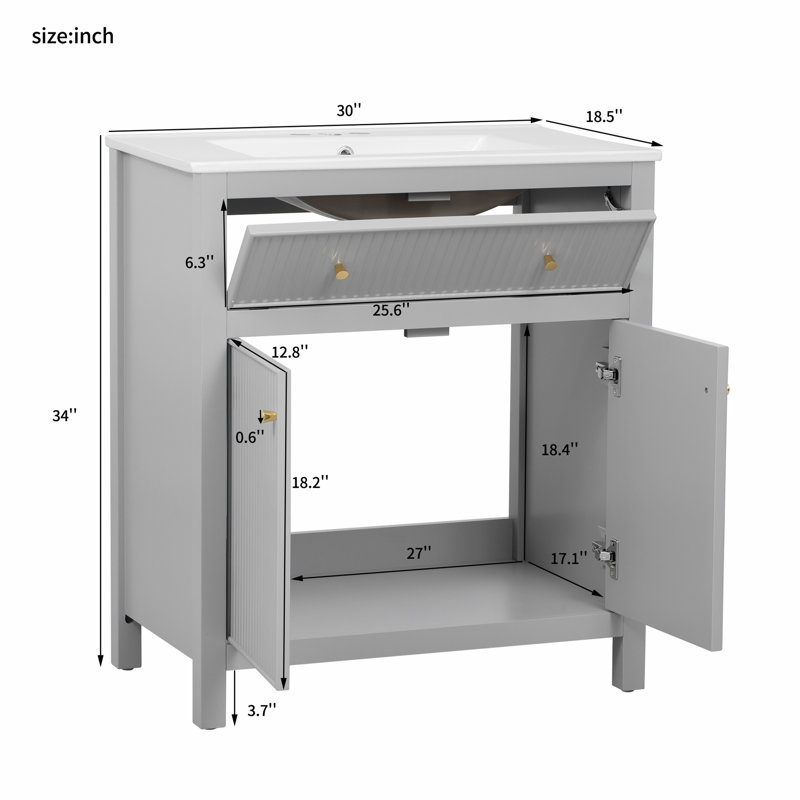 Meuble-lavabo de 30 po avec lavabo en céramique