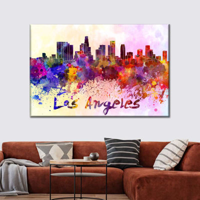 Los Angeles Skyline Colors - Impression sur toile tendue