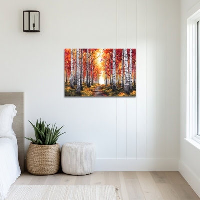 Grand cadre de forêt de bouleaux d'automne, art mural en toile de bouleau pour le salon, tremble, photo murale, impression d'art nature pour bureau, cadre en pin, 28 po x 40 po