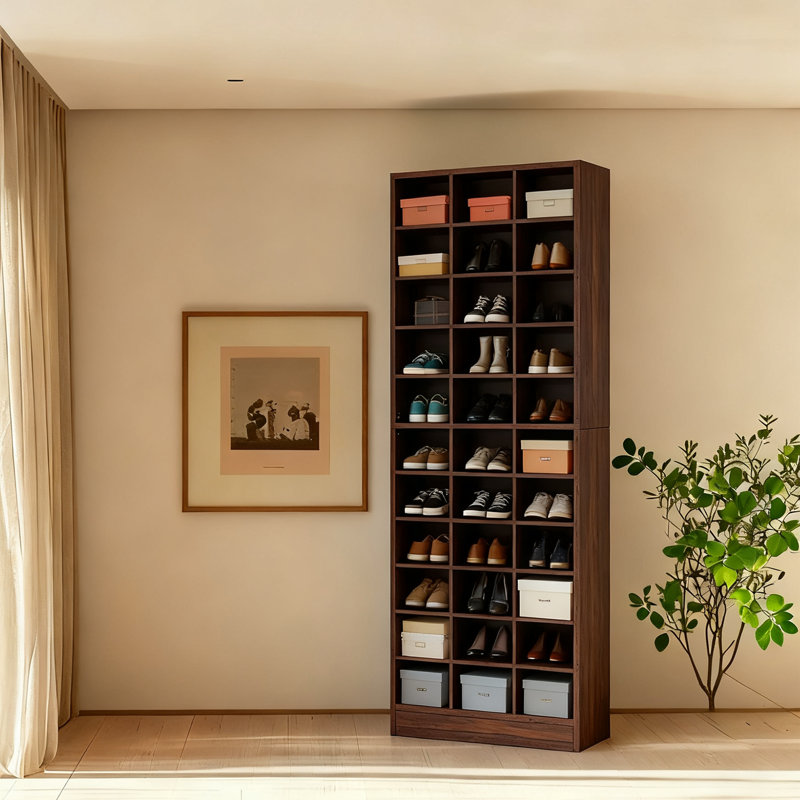 25.6" Wide Modern Shoe Storage Cabinet, Espresso