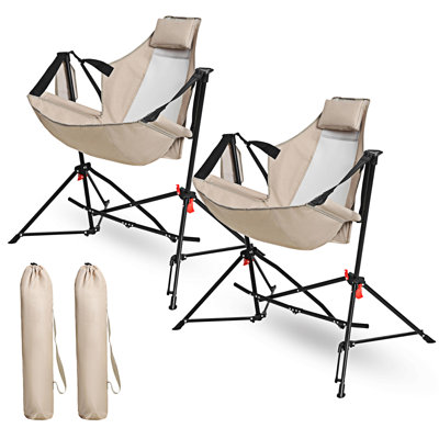 Folding Portable Chair Camping Chair with Pillow Cup Holder Set of 2